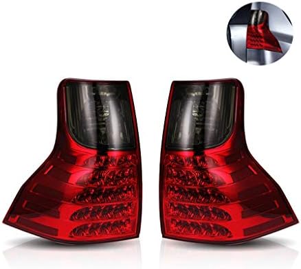 LED Tail Lights Assembly for Toyota Prado 2011-2016 Black Housing Rear Lamp Brake Reverse Light Rear Back Up Lamp Replacement Accessories,RED＆SMOKED