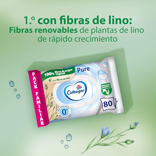 Colhogar Pure Moist x640 Disposable Wet Toilet Paper - Alcohol Free - Sensitive Skin - Dermatologist Tested - 640 Pack of Disposable Wet Wipes by Toilet (8x80)