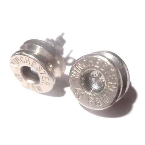 Bullet Earrings 40 Caliber silver bullet casing earrings Clear Diamond Crystal Stud Clothing, Shoes & Jewelry, Novelty & More, Jewelry, Earrings