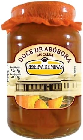 Reserva de Minas - Real Pumpkin in Syrup - Net Weight 22.22oz - Drained Weight 14.10oz (PACK OF 01) | Doce de Abóbora em Calda - Peso Líquido 630g - Peso Drenado 400g