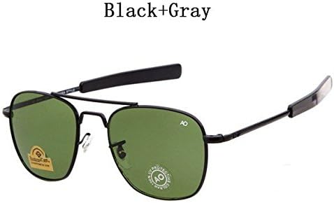 Newest Military AO Brand Sunglasses Men Optical Glass Lens Metal Alloy Frame Pilot Sun Glasses Oculos De Sol Masculino Black Gray COLOUR