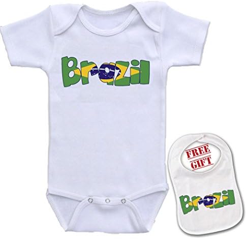 " Brazil "Cute Custom boutique Baby bodysuit onesie & matching bib