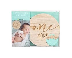 Pearhead Wooden Monthly Milestone Photo Cards, Baby