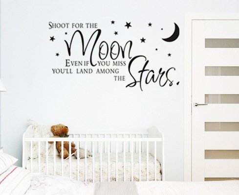 Homefulcomely PVC Wall Stickers English moon moon and stars children's room European-style bed bedroom home decorWallpaper38.1cm x 71.1cm