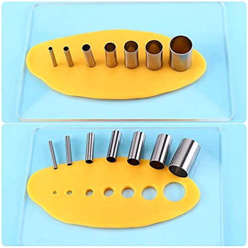 KASTWAVE 23 Pieces Clay DIY Tool Set, Acrylic Clay Roller, Acrylic Sheet, Plastic Scraper Backing Board, Stainless Steel Round Circle Shape Cutter, Plastic Polymer Clay Shaping Tool for DIY Craft