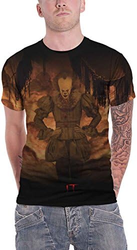 Pennywise T Shirt Flames Stephen King It Horror Movie Official Mens Sub Dye