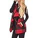 HELIDA Womens Lapel Open Front Sleeveless Plaid Vest Cardigan With Pockets S-2XL