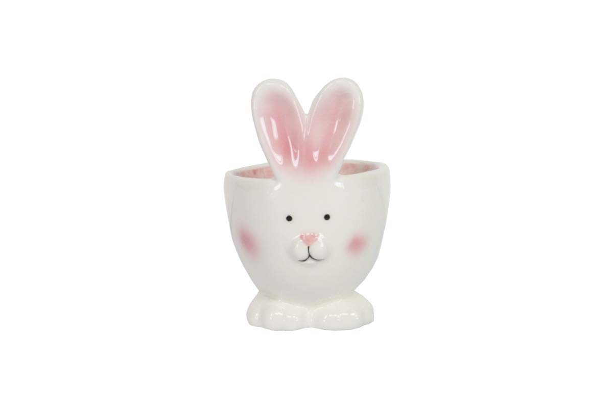 White Ceramic Bunny Head Egg Cup