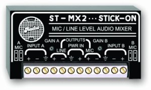 Rdl St Mx2 Universal Audio Mixer Two Channel, Selectable Mic Or Line Level Inputs And Outputs - Powe