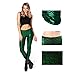 JNTworld Women Sexy Mermaid Fish Scale Hologram Soft Shine Leggings, L, Emerald