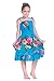 Girl Elastic Ruffle Hawaiian Luau Dress in Turquoise 10