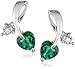 Amazon Collection 10k White Gold Created-Emerald and Diamond Accent Leaf Heart Earrings