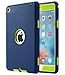 iPad Mini 4 Case - E LV Armor Defender Hybrid Protection from Drops and impacts with 1 Stylus and 1 Microfiber for iPad Mini 4 - [Dark Blue/Green]
