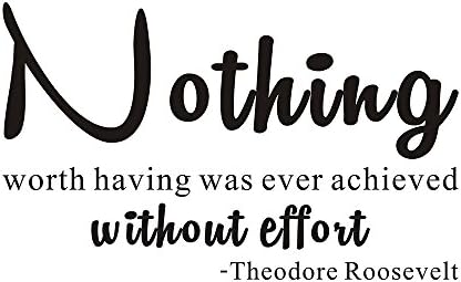 Nothing Worth Having Was Ever Achieved Without Effort Home Office Mural DIY Quote Saying Inspirational Vinyl Wall Sticker Decals Transfer Removable Words Lettering Uplifting (Size1: 23.2" x 14.1")