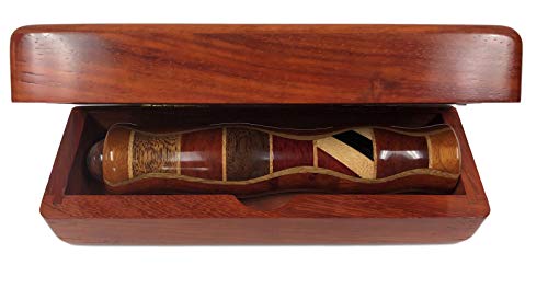 N & J Kaleidoscope Teleidoscope in Padauk Wood, 5 1/2 Inch Barrel, Inlaid Hardwoods of Padauk, Teak, Ebony, and Jalneem, Wood Presentation Box