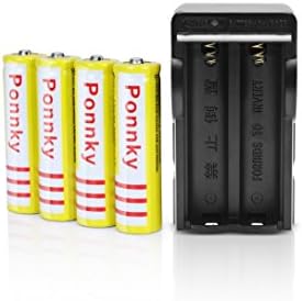 Ponnky 4 pcs 3.7V 18650 5000mah Rechargeable Lithium Battery with 18650 battery Charger