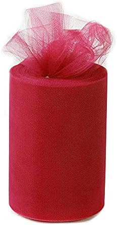 ANMINY 6 Inches x 100 Yards (300ft) Tulle Roll Spool Fabric Tutu for DIY Skirts Wedding Gift Wrap Sewing Crafting Bow Bridal Decorations Birthday Party - Red