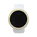 Techno Pave Iced Out Bling Lab Created Gold White Digital Touch Screen Sports Watch Rubber Silicone Band
