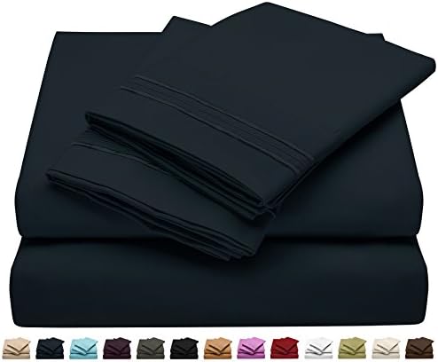 Full Size Bed Sheet Set - Soft Brushed Microfiber Luxury Comfort Sheet Set - 1800 Thread Count Bedding Linens – Navy Blue - Victoria Collection by Jessie Porter