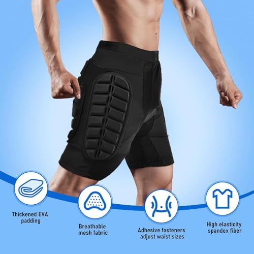 3D Protective Butt Pads for Ski, Hip Protection Pads Shorts 3D EVA with Knee Pads, Crash Pad Impact Gear for Snowboard, Ski and Skate, Protection for Tailbone, Hip, and Butt - XL Size