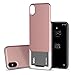 DesignSkin iPhone X Case, [Slider] [Sliding Card Holder Slot] Extreme heavy Duty 3-Layer Bumper Protection Shock Absorption Shockproof Wallet Cover with Card Holder Case for iPhone X - Matte Rose