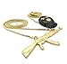Gold Tone Iced Out Goon Ski Mask Man, Machine Gun Pendant 24