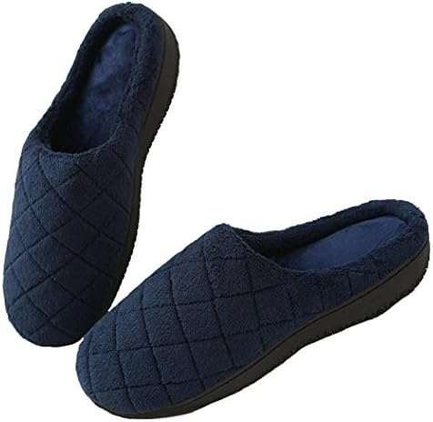 Slip On House Slippers For Men &amp; Womens, Comfortbale Memory Foam Non-slip Autumn Winter Flip Flop Slipper Indoor Shoes (XL 13-14 D(M) US EU 46/47, Navy blue)