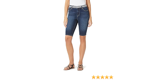 Bandolino Petites' Belted Denim Bermuda 