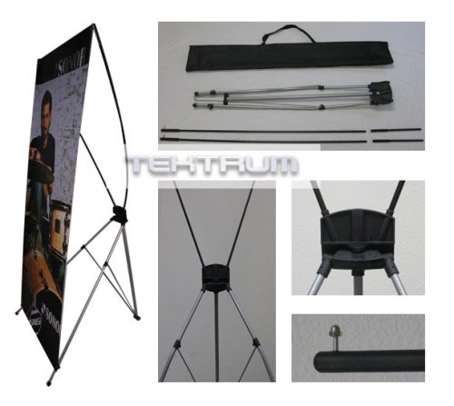 TEKTRUM Large 32 x 71 Inches Tripod X Banner Stand for Trade Show/Store Display