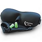 Sleep Mask by Bedtime Bliss® - Contoured & Comfortable With Moldex® Ear Plug Set. Includes Carry Pouch for Eye Mask and Ear Plugs - Great for Travel, Shift Work & Meditation (Black)