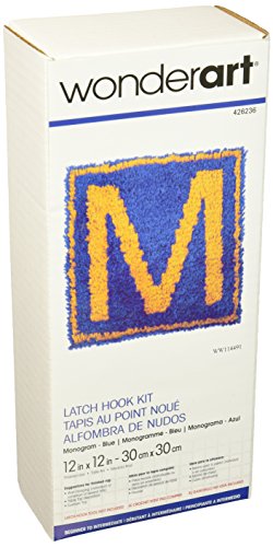 Wonderart Monogram Blue Latch Hook Kit, 12" x 12"