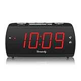 DreamSky Digital Alarm Clock Radio with USB Charging Port and FM Radios, Earphone Jack, Large 1.8
