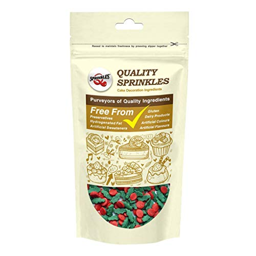 Natural Green & Red Gluten GMO Nuts Dairy Soy Free confetti Christmas Holly & Berries
