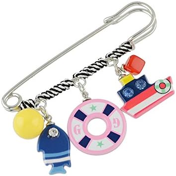 Silver Color Pin with Enamel Colorful Enamel Anchor Rudder Fish Boat Ice Cream Brooches Fashion Accessories (fish)