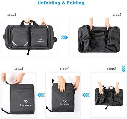 Eackrola Travel Duffel Bag,3-in-1 Foldable Duffle Bag Luggage Bag with Shoes Compartment Packable Weekender Bag for Men Women 55L Water-proof & Tear Resistant 4 Eackrola Travel Duffel Bag,3-in-1 Foldable Duffle Bag Luggage Bag with Shoes Compartment Packable Weekender Bag for Men Women 55L Water-proof & Tear Resistant