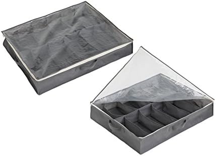 Youful Large Shoe Storage Bag With Clear Plastic Cover , Under-bed, Zipper Closure, Dirt & Dust Protection, 12-Pockets,Set of 2