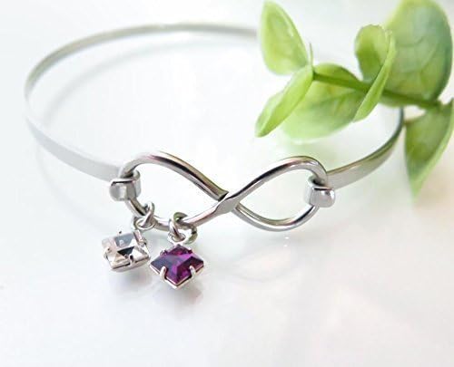 Infinity Bangle Bracelet with Birthstones