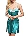 Ekouaer Sexy Nightgown Womens Satin Lace Trim Slip Chemise Nightwear Full Slip Dress Comfort Sleepwear, Green, Medium