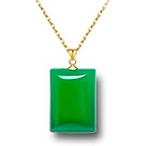 BDRIUOCNE Green Jade Pendant with Gold Plated Silver Chain Gifts for Women