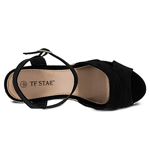 TF STAR Jute Rope Wedge Sandals for Women,Women Platform Summer Shoes