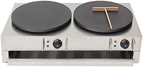 HUIDANGJIA Electric Crepe Machine Griddle, Commercial Electric Plate Crepe Machine Snack Machine Electric Hot Plate 110V (Double plates)