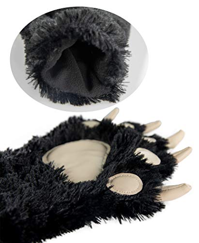 Bear Dino Animal Paw Claw Costume Cosplay Gloves Mitts for Adult Kids by LazyOne (Black Mitt, Medium - //medicalbooks.filipinodoctors.org