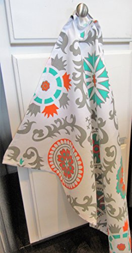 Crabtree Collection Premium Quality Set of 2 Kitchen Dish Towels 100% Cotton Absorbent Tea Towels - Classy Teal Medallion Design - Ideal 18 x 28 Dimensions â€¦