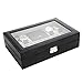 SILYHEART Watch Box Organizer Black Pu Leather Jewelry Display Case Storage Tray for Women & Men