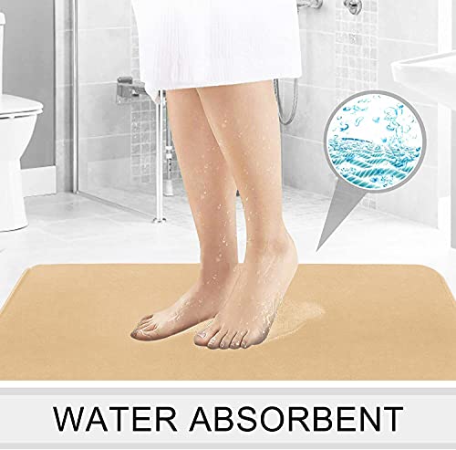 Aliyya Memory Foam Bath Mats for Bathroom Non Slip and Absorbent Beige Bathroom Rugs Runner 17\