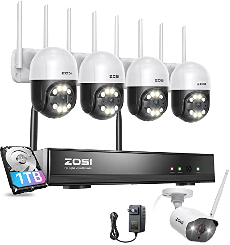 ZOSI 2K PTZ Wireless Security Camera System,3MP 8CH WiFi NVR with