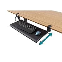 Stand Up Desk Store Large Clamp-On Retractable Adjustable Keyboard Tray/Under Desk Keyboard Tray | Improve Comfort While Increasing Usable Desk Space (27.5" W x 12.25" D) (Black) (Large)