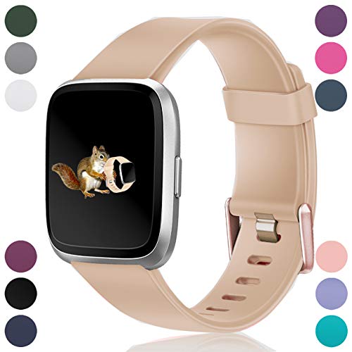 Wepro Bands Replacement Compatible with Fitbit Versa SmartWatch, Versa Lite SE Sports Watch Band Strap Wristband for Women Men Kids, Large, Walnut