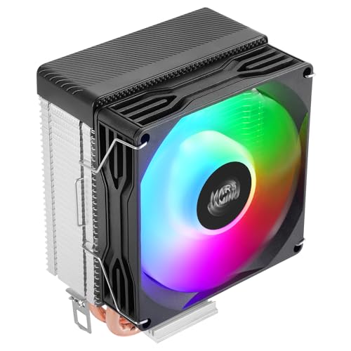 Mars Gaming MCPU-X2, CPU Cooler 150W TDP, 2x Heatpipes, PWM FDB Fan, FRGB Lighting, Compact SFF/Mini-ITX Design, Aluminum Fins, PC Cooler with Intel and AMD Compatibility, Black