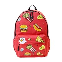 Fashion Backpack Casual Lightweight Cute Food Hamburgers Backpacks Cute Dot Bookbag Shoulder Bag School Backpack for Teen Red (Red)